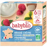 Brassé chèvre pomme d'Aquitaine et framboise dès 6 mois bio