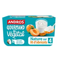 Dessert brassé nature sur lit d'abricots au lait de coco