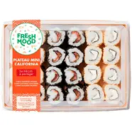 Plateau de sushis california saumon, fromage et concombre