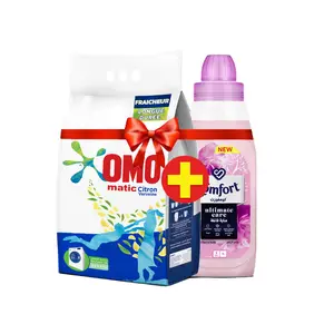 Lessive Matic citron 5,5Kg + adoucissant comfort 1L - OMO