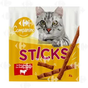 Friandise pour Chat Sticks au Saumon Carrefour Campanino 5g 6 unités