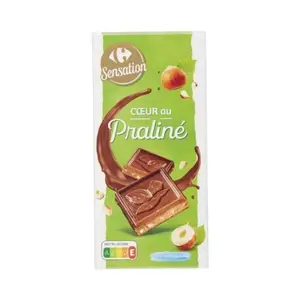 Chocolat au Lait Fourré Noisette Praliné Carrefour Sensation 150g