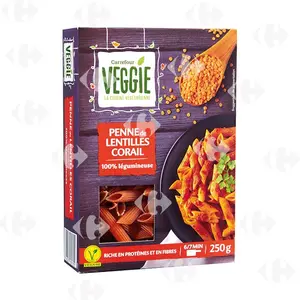 Pâtes Penne Colorées de Lentilles Corail Végétariennes Carrefour Veggie 250g