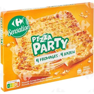 Pizza Rectangulaire aux 4 Fromages Carrefour 600g.