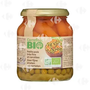 Petits Pois Très Fins Jeunes Carottes Bio Carrefour 340g