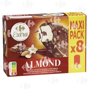 Bâtonnet de Glace Chocolat, Amande et Vanille Carrefour 8x110ml