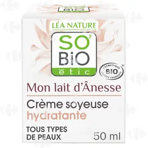 Crème Visage Hydratante mon Lait d'Ânesse Bio So'Bio 50ml