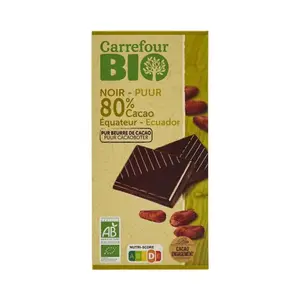 Tablette Chocolat Noir Équateur Carrefour Bio 100g