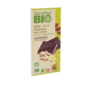 Tablette Chocolat Noir Gingembre Carrefour Bio 100g