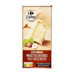 Tablette Chocolat Blanc Noisette Carrefour Extra 200g