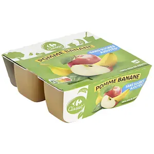Compote Pomme et Banane Carrefour Classique 100g 4 unités