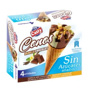 Pack Glace Cone Vanille Chocolat Sans Sucre Casty 4 unités 125ml