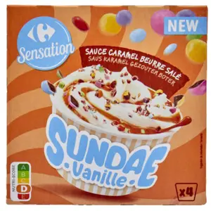 Sundae Glacé Vanille et Caramel Carrefour Sensation 360ml