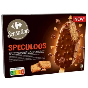 Glaces Bâtonnets Speculoos Carrefour Sensation 4 unités 280g