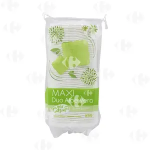 Maxi Carrés Démaquillants Aloe Vera Carrefour 50 unités