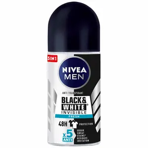 NIVEA MEN, Déodorant Homme, Invisible Black&White Fresh, Roll-on 50ml