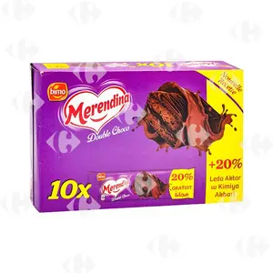 Merendina Double Choco Génoise Fourrée et Enrobée 10 unités