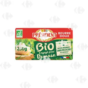 Plaquette de Beurre Doux Bio Président 250g