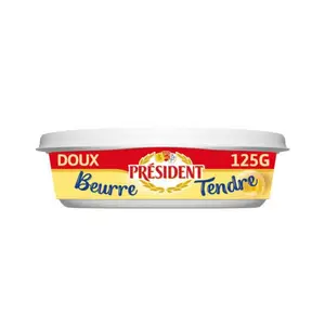 BEURRIER PRESIDENT TENDRE DOUX 82% BARQUETTE 125G