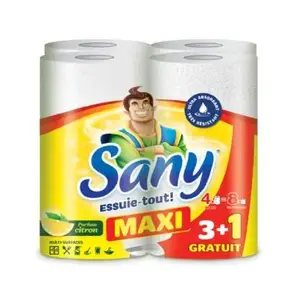 Essuie tout Maxi citron x4 rouleaux 3+1 gratuit - SANY