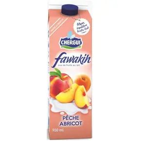 Jus de fruits au lait à la pêche et à l'abricot Fawakih 900ml - CHERGUI
