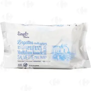 Lingettes Multi-Usages Carrefour Blanc 80 feuilles