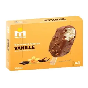 Marjane bâtonnets de glace vanille 3x120ml