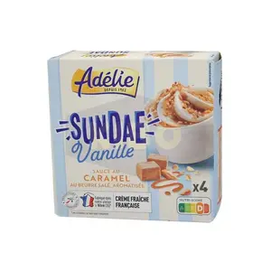 Adélie pots de crème glacée Sundae vanille sauce au caramel beurre salé x4 257g