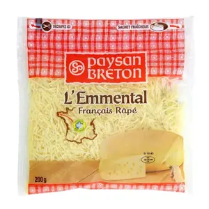 Fromage râpé Emmental français 200g - PAYSAN BRETON