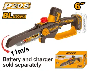 Scie Élagueuse INGCO 20V 6" Brushless | CGSLI2066 (Sans Batterie)