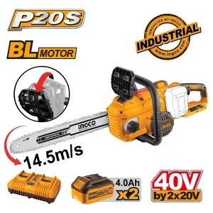 INGCO TRONÇONNEUSE À CHAÎNE 20V 2BAT 4AH 16" 400MM AU MAROC [CGSLI401682]