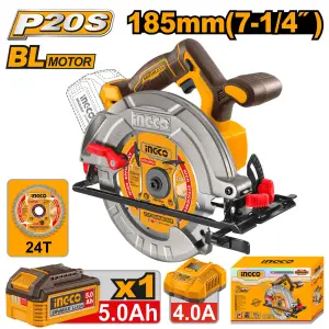 INGCO SCIE CIRCULAIRE BRUSHLESS 20V + BAT 4Ah + CHARGEUR AU MAROC [CSLI18513]