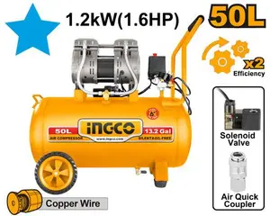 INGCO COMPRESSEUR SILENCIEUX 50L 1200W（1.6HP） AU MAROC [ACS112501]