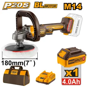 INGCO POLISSEUSE SANS FIL 20V 180MM 1BATTERIE 4.0AH+CHARGEUR AU MAROC [APLI20151] With Batt & Charger APLI20181