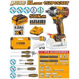 Ingco Coffret Clé à Chocs 500nm 20v+152 Pieces au Maroc [hkthp11651] Hkthp31521