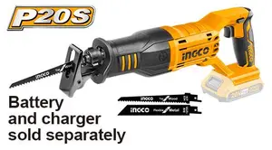 Scie Sabre Sans Fil INGCO 20V | Batterie + Chargeur + 2 Lames | CRSLI1151