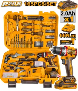 Ingco Coffret Perceuse 20v+165 Pieces au Maroc [hkthp11651]