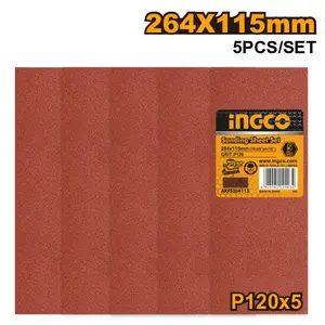 INGCO JEU FEUILLES ABRASIVES PONCAGE5PCS 264*115MMFS3502 AU MAROC [AKFS264115]