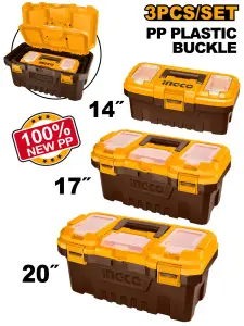 INGCO JEU DE 3 BOITES A OUTILS EN PLASTIQUE 14" 17" 20" AU MAROC [PBXK0301] PLASTIC LOCK