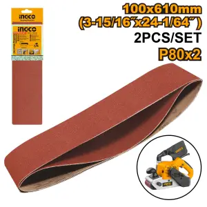 INGCO JEU FEUILLES ABRASIVES POUR PONCAGE 2PCS 100*610MM AU MAROC [BSP020801]