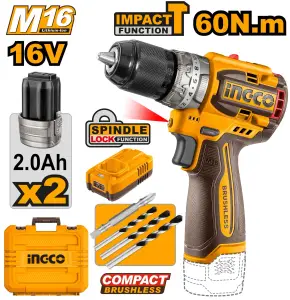 Perceuse à percussion sans fil 16V/M16 Lithium-Ion Compact Brushless CIDLI16682 ING-CT AU MAROC
