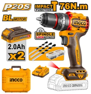 INGCO PERCEUSE VISSEUSE 20V 76NM 2 BATT BRUSHLESS AU MAROC [CIDLI20768]