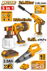 INGCO PACK 20V PIST A PEINTURE+ASPIRATEUR+NETTOYEUR AU MAROC [COSLI230522]