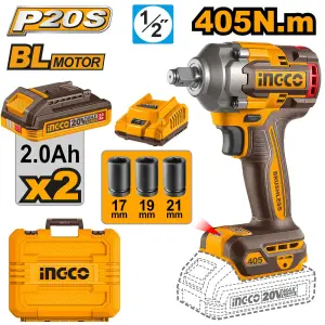 INGCO BOULONNEUSE 20V 405N.M + 2BATT AU MAROC [CIWLI2045]