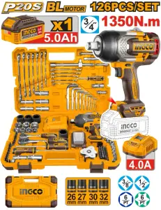 INGCO JEU D'OUTILS POUR CLÉ À CHOCS DE BATTERIE DE 126 PIÈCES AU MAROC [HKTHP31261]