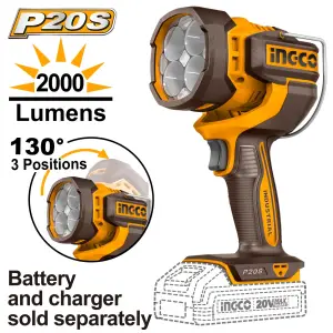 INGCO LAMPE TORCHE DE TRAVAIL LED 20V 2000LUMENS SANS BATTERIE SANS CHARGEUR INGCO AU MAROC [CWLI2088]