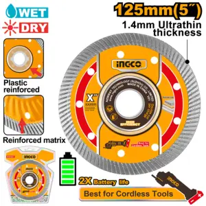 INGCO DISQUE DIAMANTE ULTRA-MINCE A REBORD 125MM AU MAROC [DMD051251]