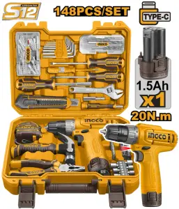 INGCO COFFRET VISSEUSE 12V + JEU DE 148 OUTILS AU MAROC [HKTHP41482]