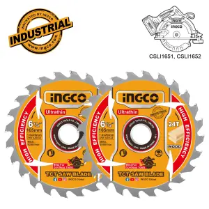 INGCO JEU DE 2 LAMES DE SCIE TCT ULTRA-MINCES 165MM AU MAROC [TSB1653]
