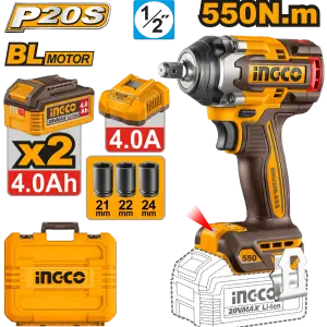 INGCO BOULONNEUSE 20V - 550N.M - AVEC 2 BATT 4,0AH ET 1 CHARGEUR AU MAROC [CIWLI2055]